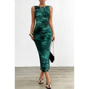 Vestido Casual Estampado para Mujer, Estilo Bodycon, Largo, Verano, Cintura Natural, Transpirable, Antiestático, Hecho de Tela de Lana Peinada - Product Image 1