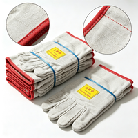 Vente directe d'usine, gants de travail en toile antidérapants à double couche de calibre 24, résistants à la chaleur, avec poignets renforcés, épaisseur 12 oz, sans latex