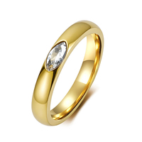 Bague de doigt ovale en zircon plaqué or, bijoux fantaisie, en acier inoxydable inaltérable, avec zircon émeraude, pour femme