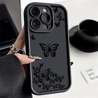 Coques de téléphone antichoc de luxe avec papillons pour iPhone 17 Air 16 15 Plus Pro Max 14 13 12 11 X – Housse de protection personnalisable avec logo