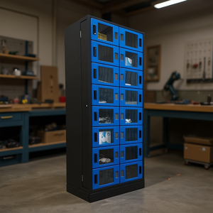 Ttake Vending Machine Accessory <b>Cabinet</b> <b>Tool</b> <b>Storage</b> Unit 10 Compartment Blue Door With Window For Workshop Organization - Product Image 3