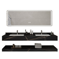Lavabo mural en céramique à double couche, lavabo de salle de bain à deux niveaux, table de toilette en pierre cuite