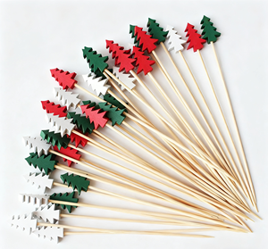 Stuzzicadenti in bambù colorati <span class=keywords><strong>per</strong></span> albero di Natale, rosso, verde, bianco, usa e getta, <span class=keywords><strong>per</strong></span> Pasqua, feste, torte, cupcake, frutta, antipasti - Product Image 4