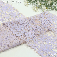 Rose Épais Chantilly Dentelle 22cm Rouge Violet Clair Fleur Stretch Nude Mesh Français Cils Dentelle Garniture Tissu pour Soutien-Gorge Écologique