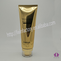 Tube en plastique doré brillant de 120g pour lotion corporelle et crème pour les mains, avec couvercle acrylique, modèle LXD150, impression de surface, vente en gros