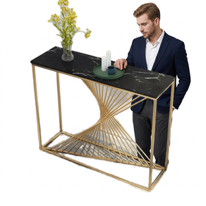 Hot Selling Luxury Convertible <b>Console</b> <b>Gold</b>/Silver Stainless Steel Marble Top Leg Storage Bedroom Living Room Hallway Japanese - Product Image 1