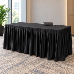 Cubierta de Mesa Plisada Scuba con Tela Ignífuga y Tamaños Personalizados para Eventos Empresariales de Hoteles y Grupos de Hostelería - Product Image 1
