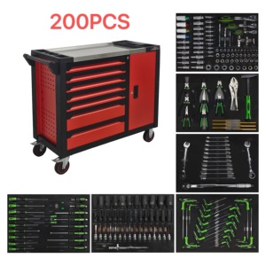 ELEHAND Wholesale Auto Repair <b>Tool</b> Cart <b>Set</b> With <b>Tools</b> 72-tooth Ratchet 7-layer Heavy-duty 200 Pieces <b>Hand</b> Push - Product Image 1