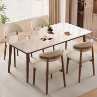 Modernes Gesintertes Stein-Esszimmer-Set Luxuriöser Rechteckiger Esstisch für Kleine Haushalte
