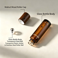 En stock 1000 pièces Flacons roll-on en verre 5ml 10ml 15ml avec bouchon en bambou pour huiles essentielles, massage, échantillons de parfum