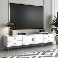 Meuble TV moderne, centre de divertissement, meuble TV avec grand rangement, console de table, meuble multimédia pour salon, chambre à coucher, blanc