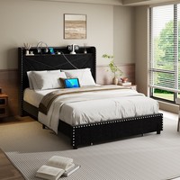 Langlebiges Modernes Luxus-Softbett mit Doppel-Aufbewahrungsschubladen und Integriertem USB-Anschluss mit Verstellbarem Kopfteil für Apartments