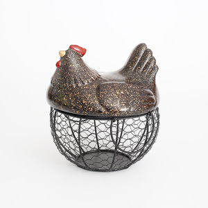 En gros en céramique paniers d'oeufs de poulet poule oeuf de rangement en métal décor à la maison - Product Image 6