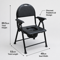 Chaise de toilette pliante à dossier haut avec accoudoirs rembourrés, 3 pièces, emballage carton, commande en gros, fourniture pour soins médicaux
