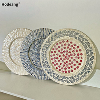 Sous-verre rond décoratif en mosaïque de nacre fait main, dessous de plat en coquillage naturel incrusté pour la décoration de la table à manger à la maison