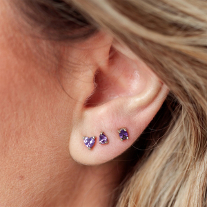 CANNER 3pcs/<b>Set</b> S925 <b>Sterling</b> <b>Silver</b> Ruby Purple Zircon Personality Geometric Water Drop Heart-Shaped Zircon <b>Stud</b> <b>Earrings</b> <b>Set</b> - Product Image 4