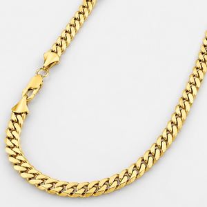 Collier gourmette Miami Cuban Link en acier inoxydable plaqué or rose véritable 14 carats, plaqué or, coupe diamant, 3/5/6/8 mm, pour hommes et femmes - Product Image 5