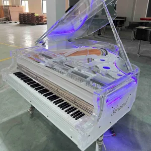 Piano à queue acrylique transparent en verre meuble de luxe personnalisé pour la décoration de la maison 152cm