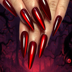 30 pièces/boîte oeil de chat rouge couleur unie <span class=keywords><strong>Halloween</strong></span> <span class=keywords><strong>faux</strong></span> <span class=keywords><strong>ongles</strong></span> pointe givrée presse sur les <span class=keywords><strong>ongles</strong></span> couverture brillante <span class=keywords><strong>faux</strong></span> <span class=keywords><strong>ongles</strong></span> artificiels - Product Image 2