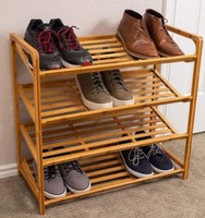 Étagère à chaussures en bois à quatre niveaux, pratique, en bambou, utilisée dans le salon, la chambre à coucher, le salon familial, meubles en bois massif, moderne