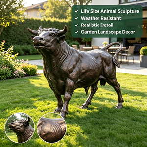 Statue de taureau puissant de grande taille, sculptée à la main, finition bronze mat, résistante au gel, pour portail de villa, décoration extérieure commerciale - Product Image 3