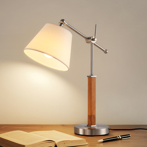 Lámpara de escritorio de Metal y madera de estilo nórdico, luz suave ajustable, protección para los ojos, para sala de estar, dormitorio, estudio, mesita de noche - Product Image 4