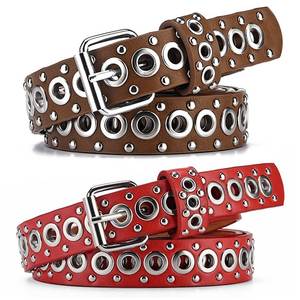 ファッショナブルなリベット薄いパーソナライズされた針バックルベルトストリートトレンドパンクヒップホップスタイルジーンズベルト - Product Image 2