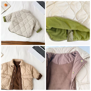 Automne enfant en bas âge décontracté hiver manteau enfants filles matelassé coton contraste couleur bébé garçons veste - Product Image 2