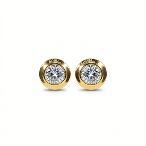 Orecchini a perno Sunva in oro 18 carati con diamante rotondo incastonato a castone, classici, unisex, per tutti i giorni - Product Image 1