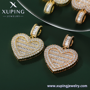 P220819 Joyería Xuping Dije de Encanto para Dama de Alta Calidad Corazón Como Diamante Completo Oro de 14K Nuevo - Product Image 4