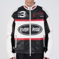 Veste de moto pour homme de haute qualité, personnalisable, noire et blanche, brodée en 3D, en PU, hiver, hip-hop, col mandarin