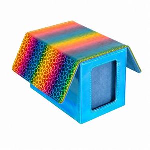 Boîte de rangement portable pour jeux de cartes en PVC à dégradé arc-en-ciel avec fenêtre, étui pour deck à coins carrés, impression couleur intégrale - Product Image 2
