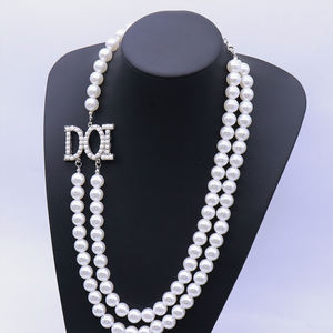 新款时尚2排白色珍珠链制作Isis符号标志装饰设计共济会DOI女士珠宝项链 - Product Image 2