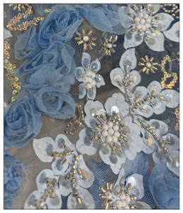 Blinglace Eco-Friendly 100% Poliestere Rete <span class=keywords><strong>in</strong></span> <span class=keywords><strong>Pizzo</strong></span> Francese Ricamato con Paillettes e Perline Fantasia Floreale Vintage Sexy per Abiti da Sera - Product Image 3