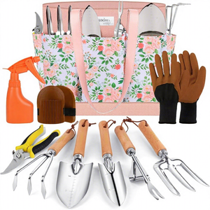 10pcs Heavy Duty Stainless Steel Garden Tool Set Non-Slip Wooden Handle Durable Ergonomic Manual Gardening Supplies Hand Tools