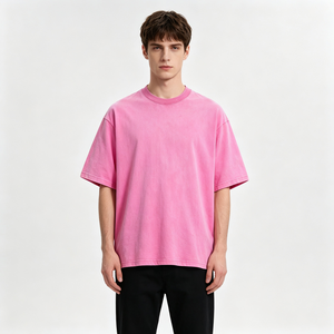 Camiseta Extra Grande de Algodón Puro Premium con Lavado Ácido para Hombre, Estampado Personalizado, Cuello Redondo, Costuras Dobles, Estilo Urbano - Product Image 2