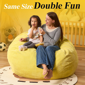Adults 3.5FT Indoor <strong>Bean</strong> <strong>Bag</strong> Chairs Teardrop <strong>Yellow</strong> Beanbag Chair for Living Room - Product Image 3