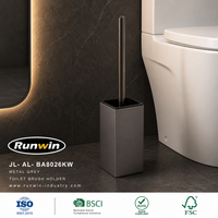 Organisateur de salle de bain moderne sur pied en aluminium avec support et gobelet pour brosse de toilette en plastique