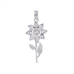 Colgante de recuerdo de alta calidad hecho a mano, chapado en oro de 18k sobre plata 925, con diseño de girasol, engaste de bisel semimontado para 5mm de cenizas y resina - Product Image 1