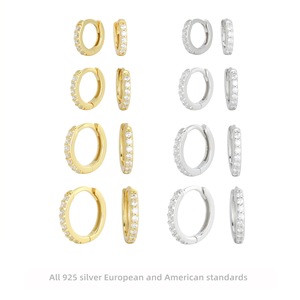 Pendientes de Aro de Plata de Ley S925 de Moda, Chapados en Oro, con Incrustaciones de Circonita, Joyería Fina de Moda en Existencia - Product Image 2