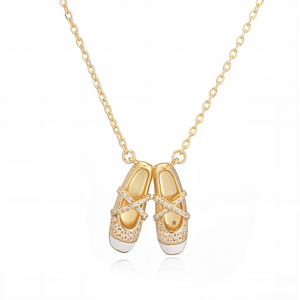 Оптовая Продажа 18K позолоченные CZ балетные туфли кулон ожерелья милые эмалевые танцевальные туфли Очаровательное ожерелье для женщин - Product Image 4