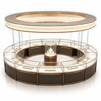 Vitrine d'îlot circulaire sur mesure pour bijoux, entièrement en verre, avec éclairage LED et comptoir à baldaquin pour magasin de luxe