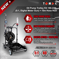 TOMAC 5:1 Pnömatik Yağ Pompası Arabası Seti (180-220L Variller için) 15M Hortum Makarası ve Dijital Ölçer Tabancası ile Otomotiv Aletleri