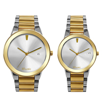 Montre Couple Quartz 8200, Montre Homme Femme avec Calendrier, Étanche, Bracelet Acier, Cadeau pour Amoureux, OEM ODM