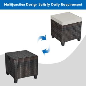 Ngoài Trời Tất Cả Thời Tiết Mây Wicker Ghế Mây Đồ Nội Thất Patio Ngoài Trời Bệ Chân Chỗ Để Chân Ghế - Product Image 4