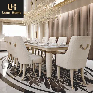 Ensemble de table à manger en marbre artificiel de conception de luxe de vente chaude meubles de salle à manger de 10 places