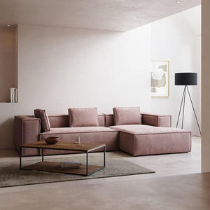French Retro Corduroy Fabric Living Room Sectional <b>Sofa</b> Set Modular Compression Three-Four Person Combination Tofu Block - Product Image 2