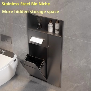 Cestino per carta igienica e scatola fazzoletti in acciaio inossidabile a incasso per angolo, con nicchia per piastrelle e porta rotolo di carta igienica, per l'arredo del <span class=keywords><strong>bagno</strong></span> - Product Image 4