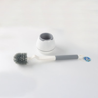 Brosse WC manuelle en plastique écologique à long manche en forme de S, pour usage domestique, sans angles morts, fixation murale, pour toilettes à la turque