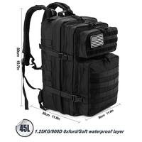 Sac à dos tactique Trailpop personnalisé avec logo, imperméable, pour le voyage, la randonnée, la chasse, le camping, l'escalade, noir, 45L, sac de sport